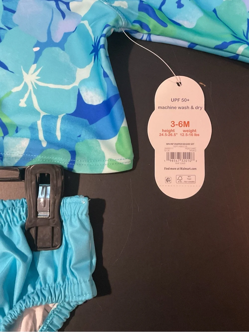 Kids Blue & Green Floral Long-Sleeve Rash Guard Swim Set NWT